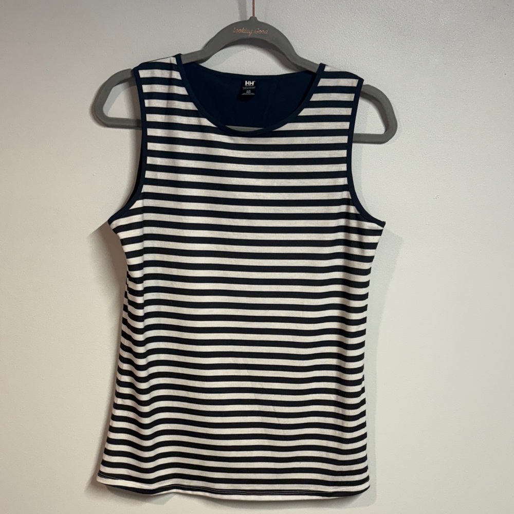 Helly Hansen Navy and White Striped Tank Top